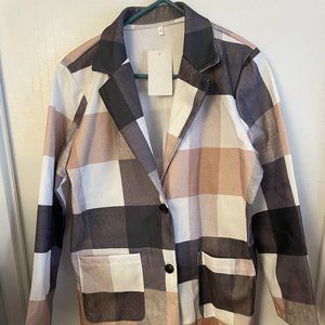 Women's Brown, Tans and White Plaid Shacket - Listed as 2XL NWT
